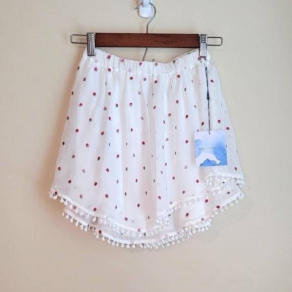Majorelle Brea White Floral Pom Pom Mini Skirt Size XS - Picture 2 of 10